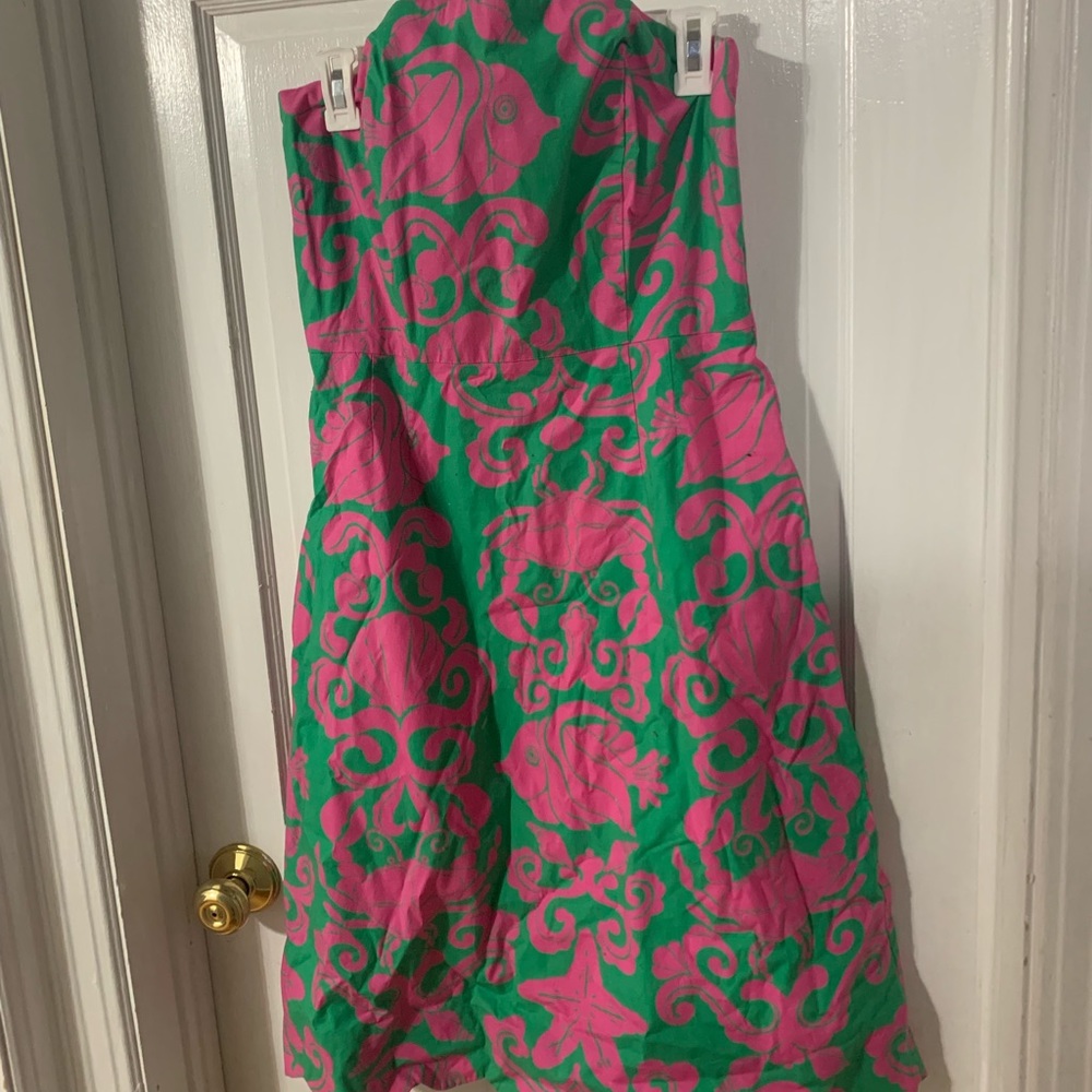 Pink and green Lilly Pulitzer Strapless dress